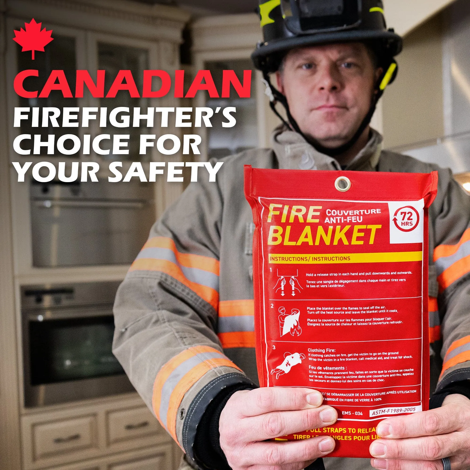 72HRS Fire Blanket, Large, 1.2 m x 1.2 m - Meets ASTM-F1989-2005 Standards