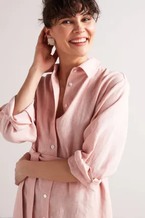 ANRI midi linen shirt dress in dusty pink