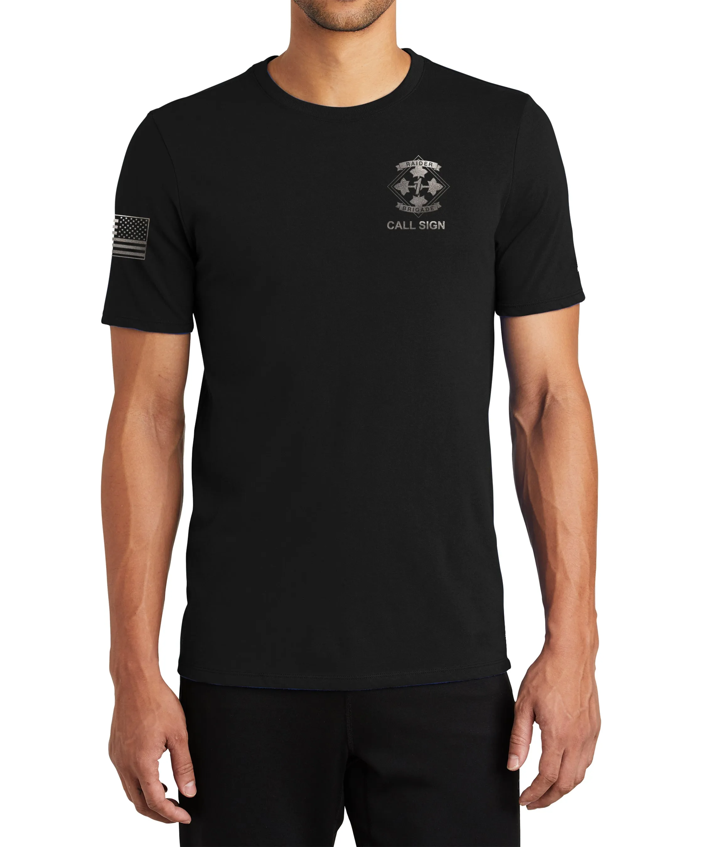 Bayonet Co Performance Black on Black Unisex t-shirt. (Feels like a Reg T-Shirt). This shirt IS approved for PT