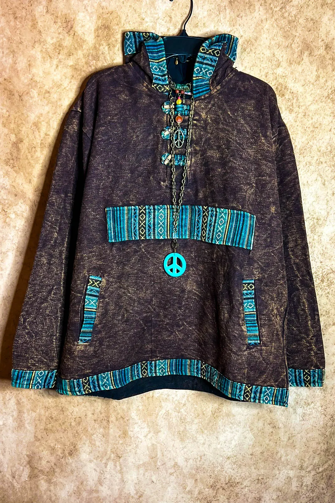 BOHO BROWN HOODIE SWEATER 100% COTTON