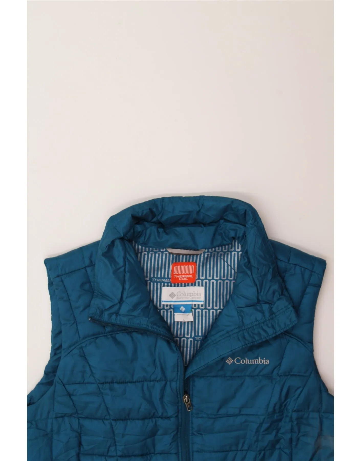 COLUMBIA Womens Padded Gilet UK 16 Large Blue Polyester