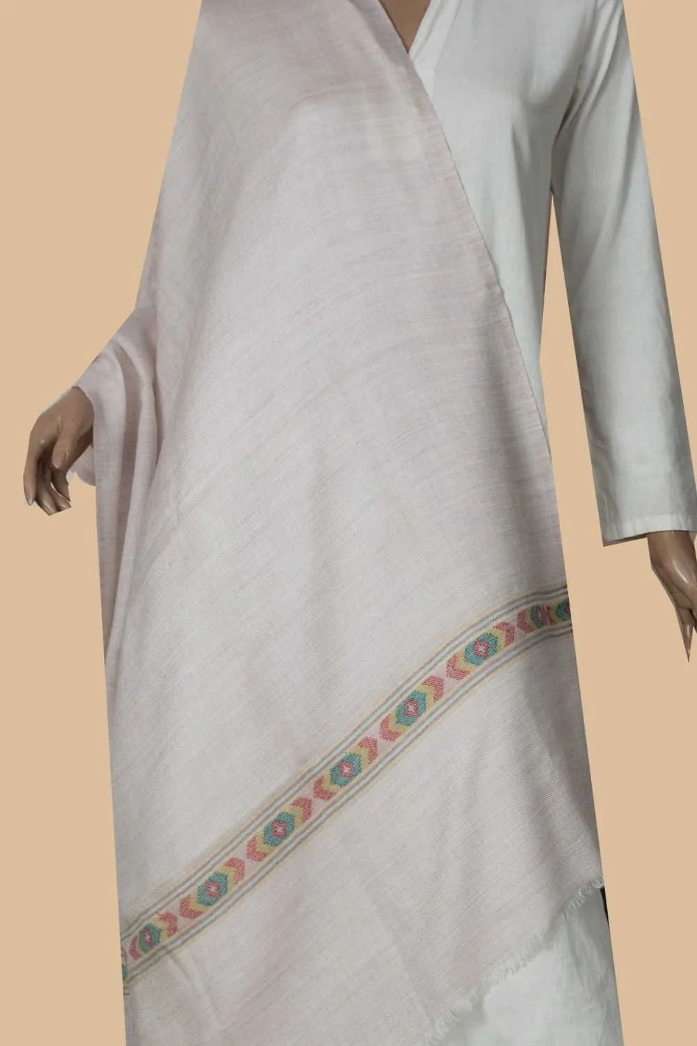 Creamy Pink Kashmir Woolen Stole