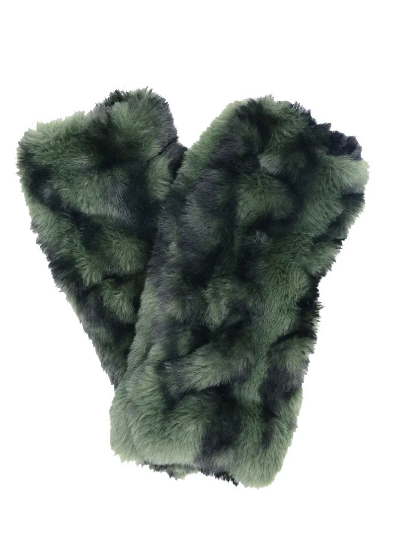 Fingerless / Texting Gloves (Mid-Length) - Royal Opulence Faux Furs (Merlot - Limited Availability)