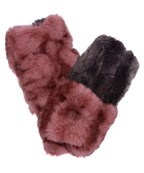 Fingerless / Texting Gloves (Mid-Length) - Royal Opulence Faux Furs (Merlot - Limited Availability)