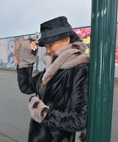 Fingerless / Texting Gloves (Mid-Length) - Royal Opulence Faux Furs (Merlot - Limited Availability)