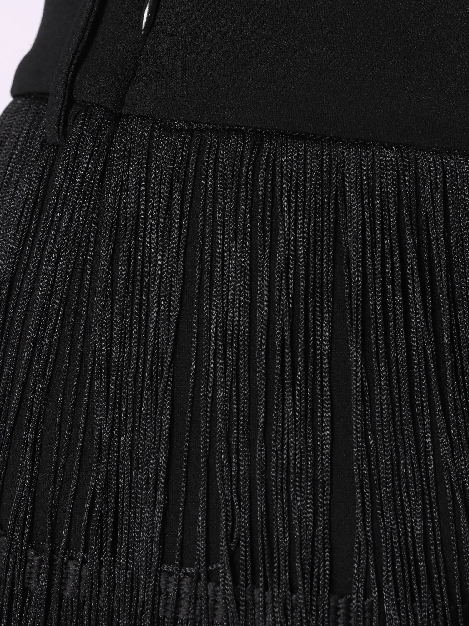 Fringe Tassel High Waist Belted Pencil Mini Skirt