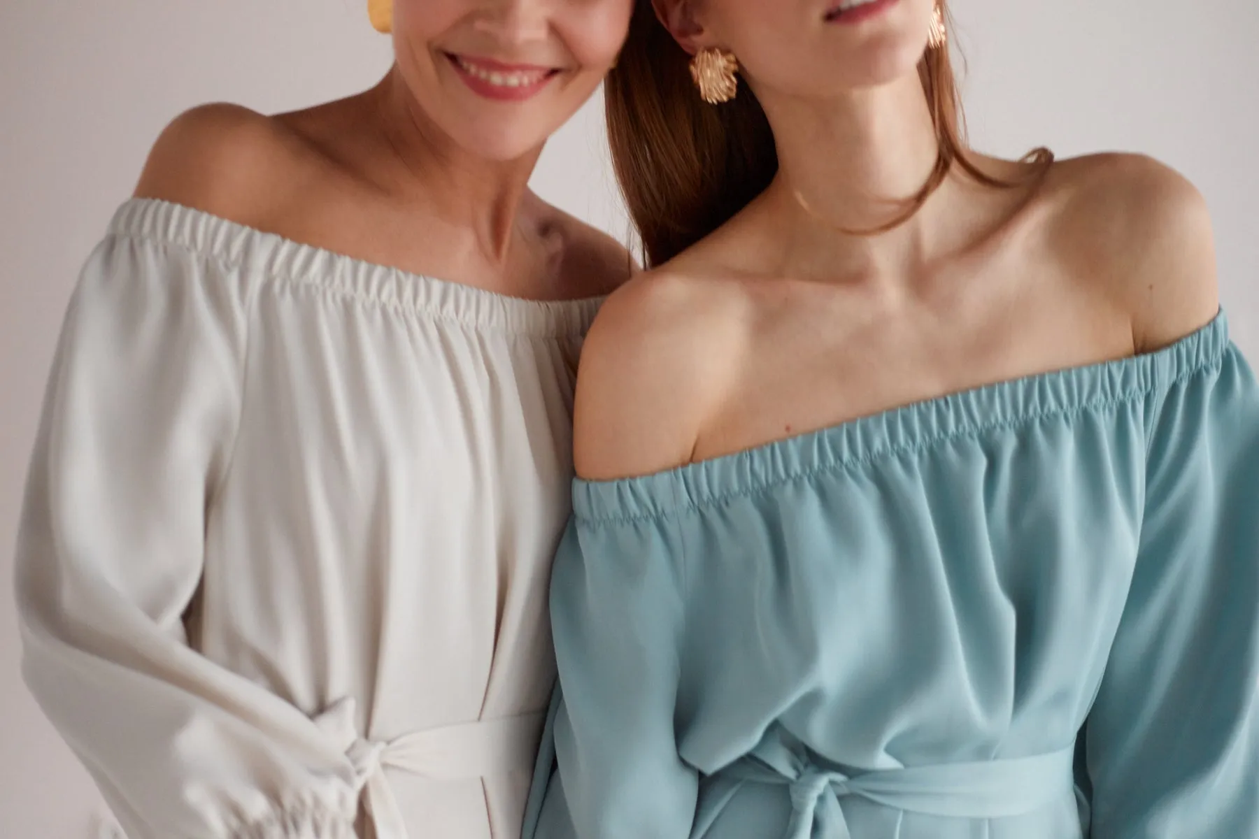 GOYA off shoulder maxi dress in pearl white