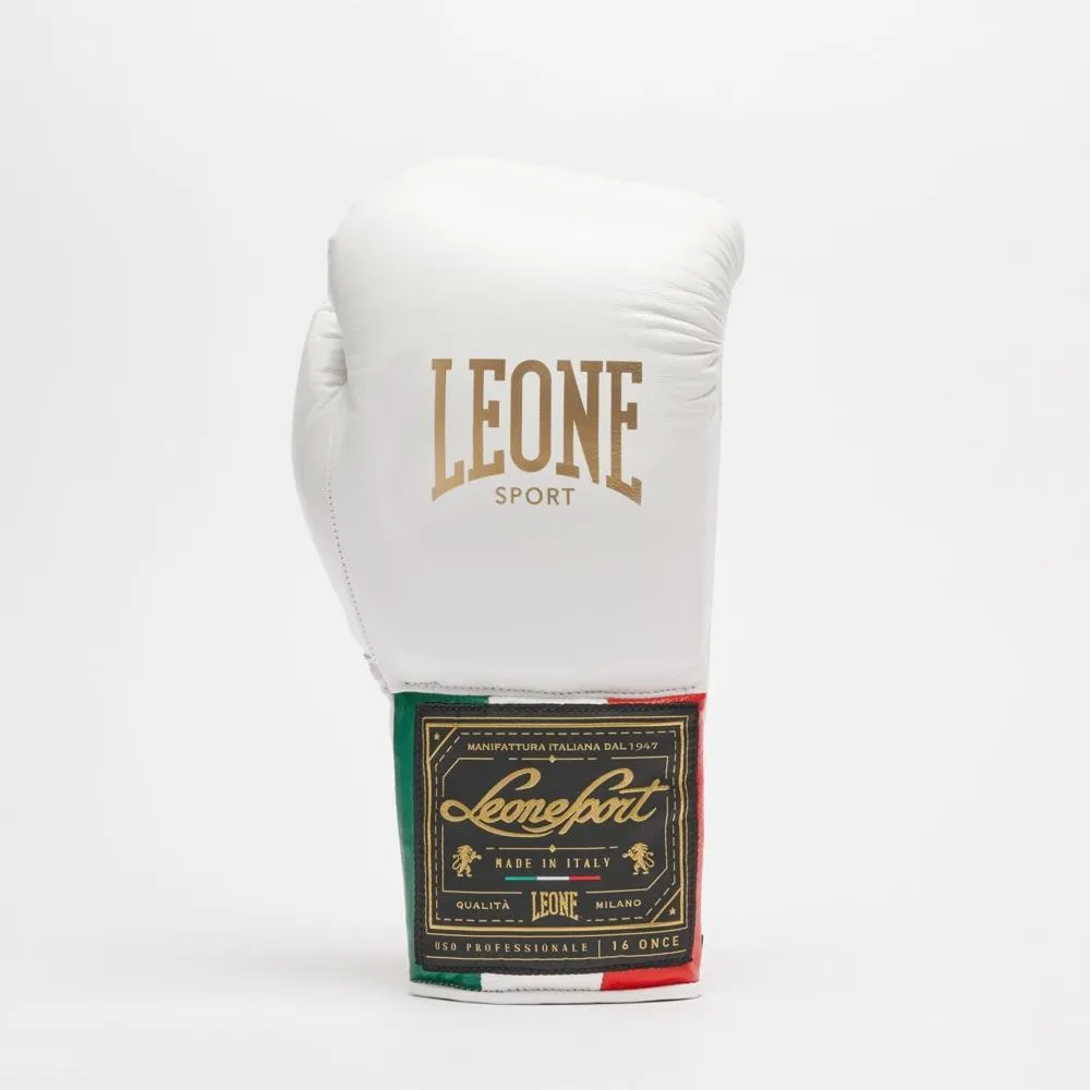 Leone Orlando Classico Tricolore Lace Boxing Gloves - White