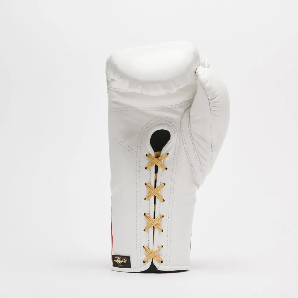 Leone Orlando Classico Tricolore Lace Boxing Gloves - White