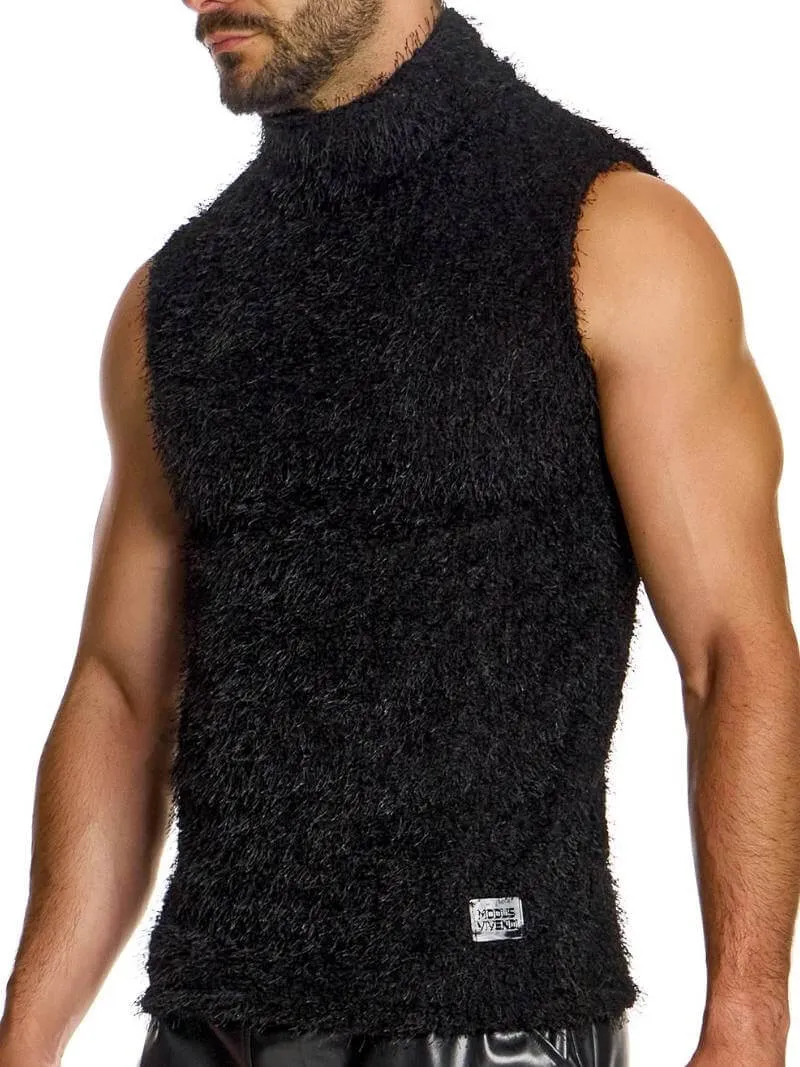 MODUS VIVENDI Fringes Tank Top: High Roll-Neck