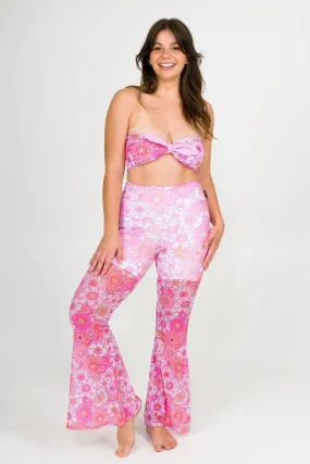 Net High Waisted Bells - Serendipity Pink