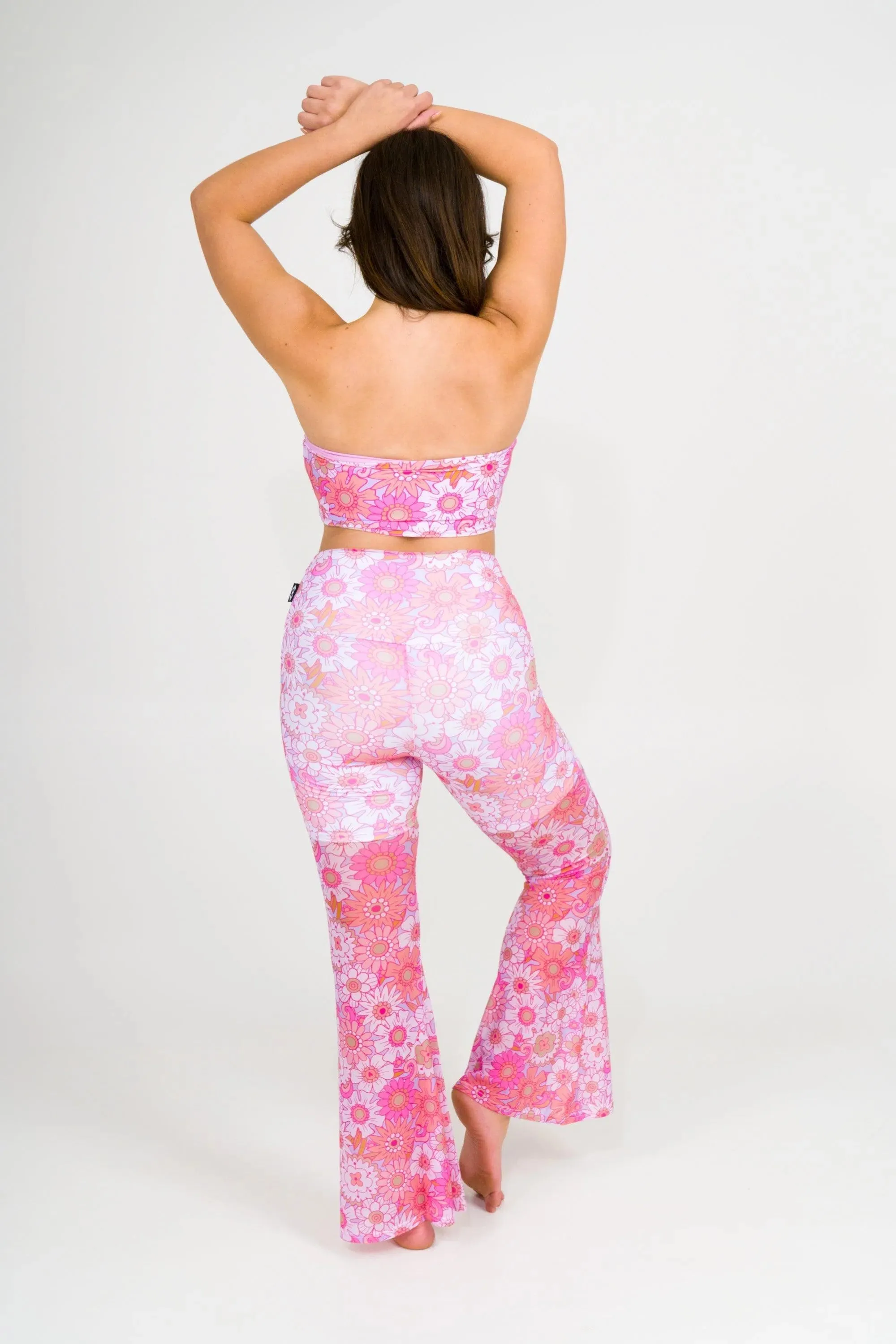 Net High Waisted Bells - Serendipity Pink