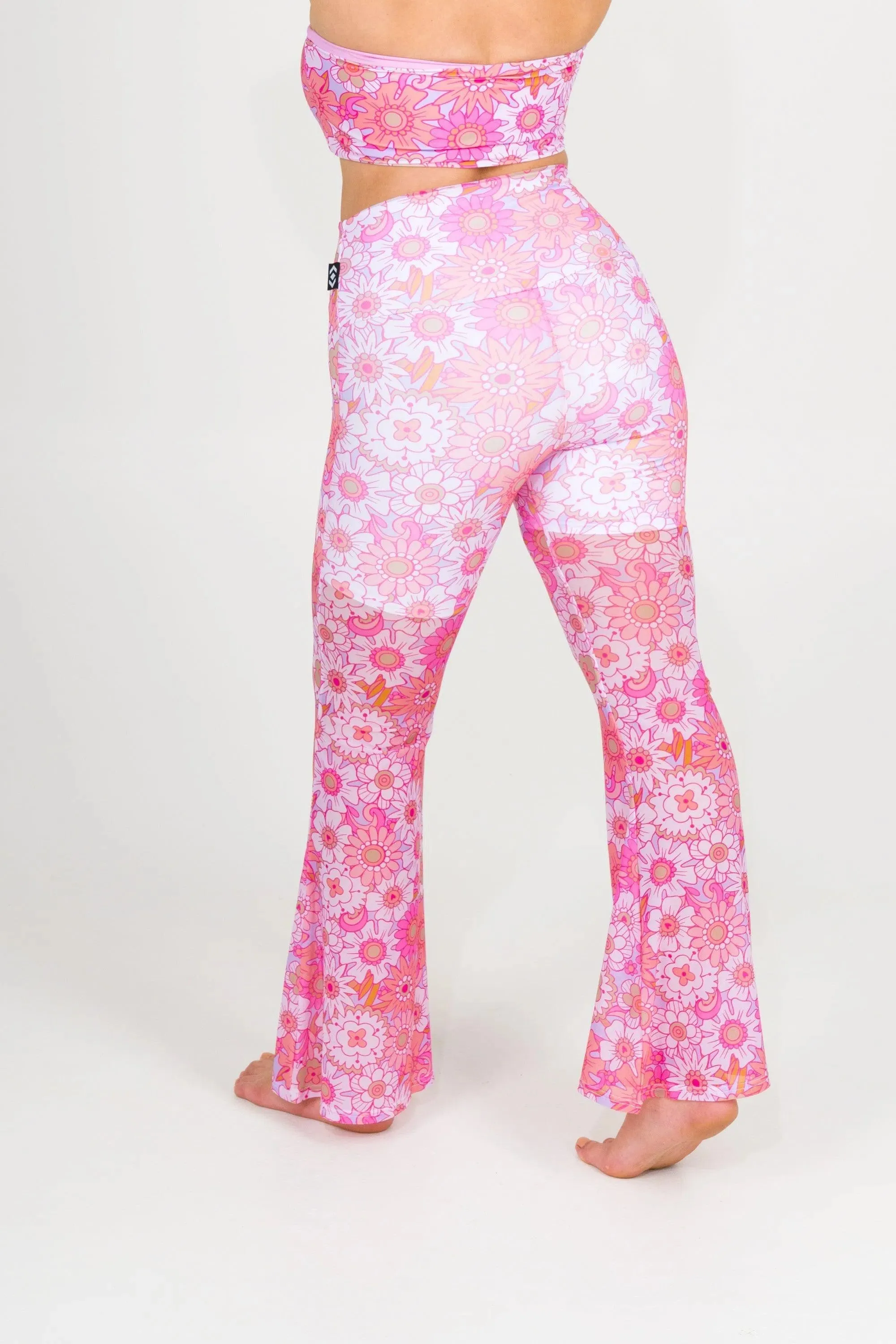 Net High Waisted Bells - Serendipity Pink