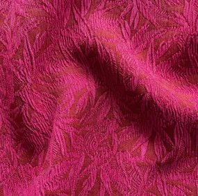 NY Designer Hot Pink & Bronze Palm Leaves Stretch Rayon Blend Brocade (Made in Italy)