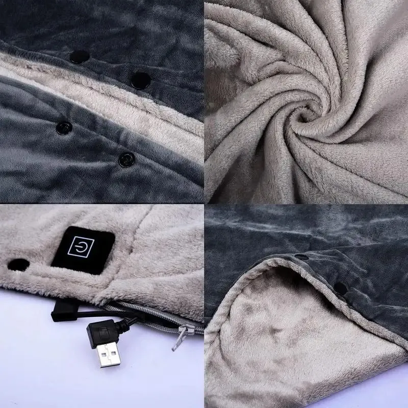 Portable Heated Blanket - USB Heating Wearable Shawl Blanket