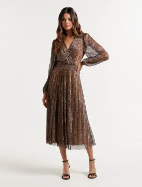 Taylor Pleated Plisse Midi Dress