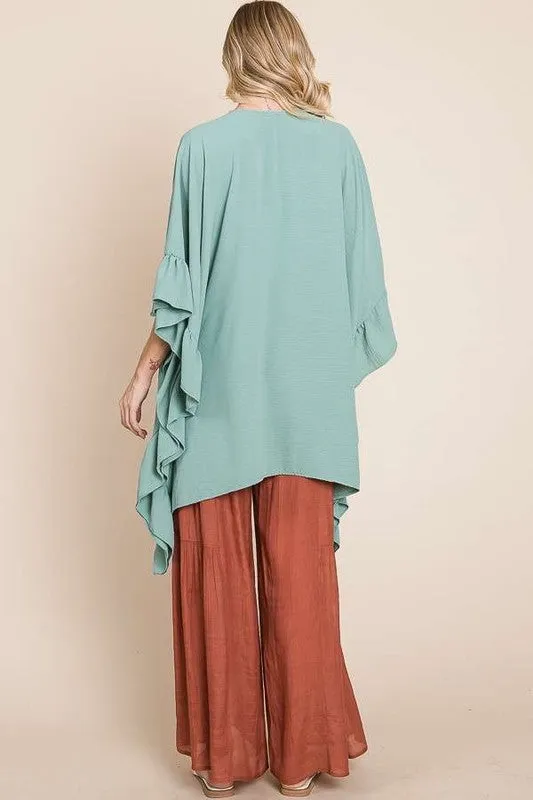 TEEK - Wide Sleeve Ruffle Kimono