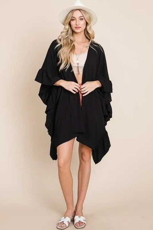 TEEK - Wide Sleeve Ruffle Kimono