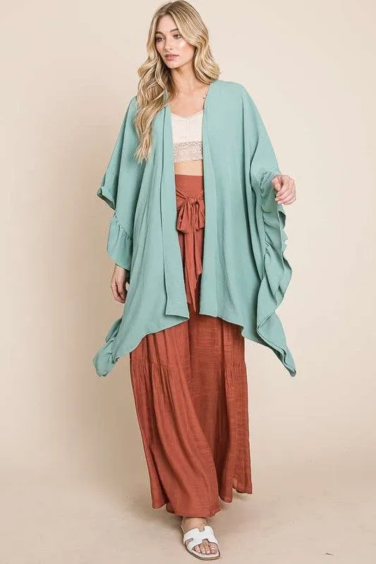 TEEK - Wide Sleeve Ruffle Kimono