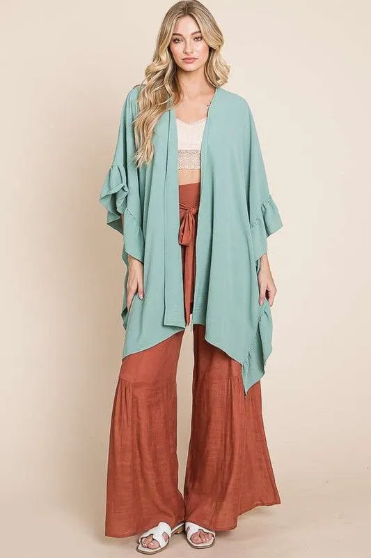 TEEK - Wide Sleeve Ruffle Kimono