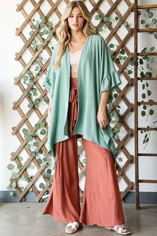 TEEK - Wide Sleeve Ruffle Kimono