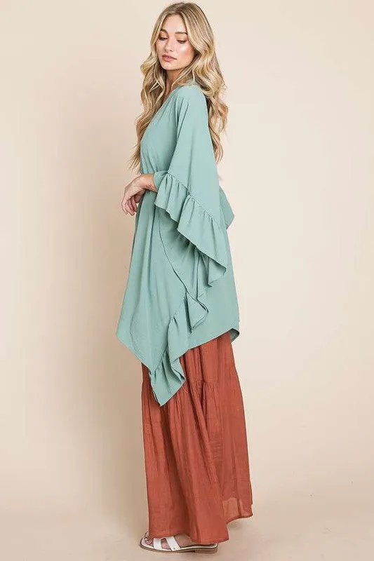 TEEK - Wide Sleeve Ruffle Kimono