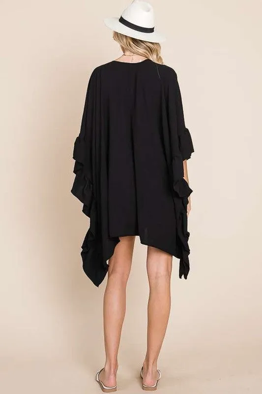 TEEK - Wide Sleeve Ruffle Kimono