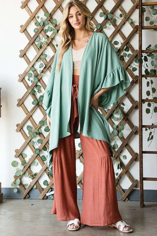 TEEK - Wide Sleeve Ruffle Kimono