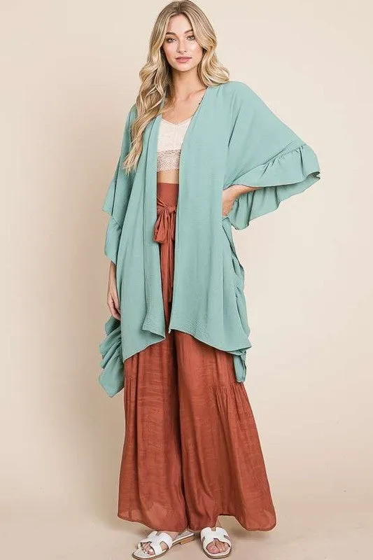 TEEK - Wide Sleeve Ruffle Kimono