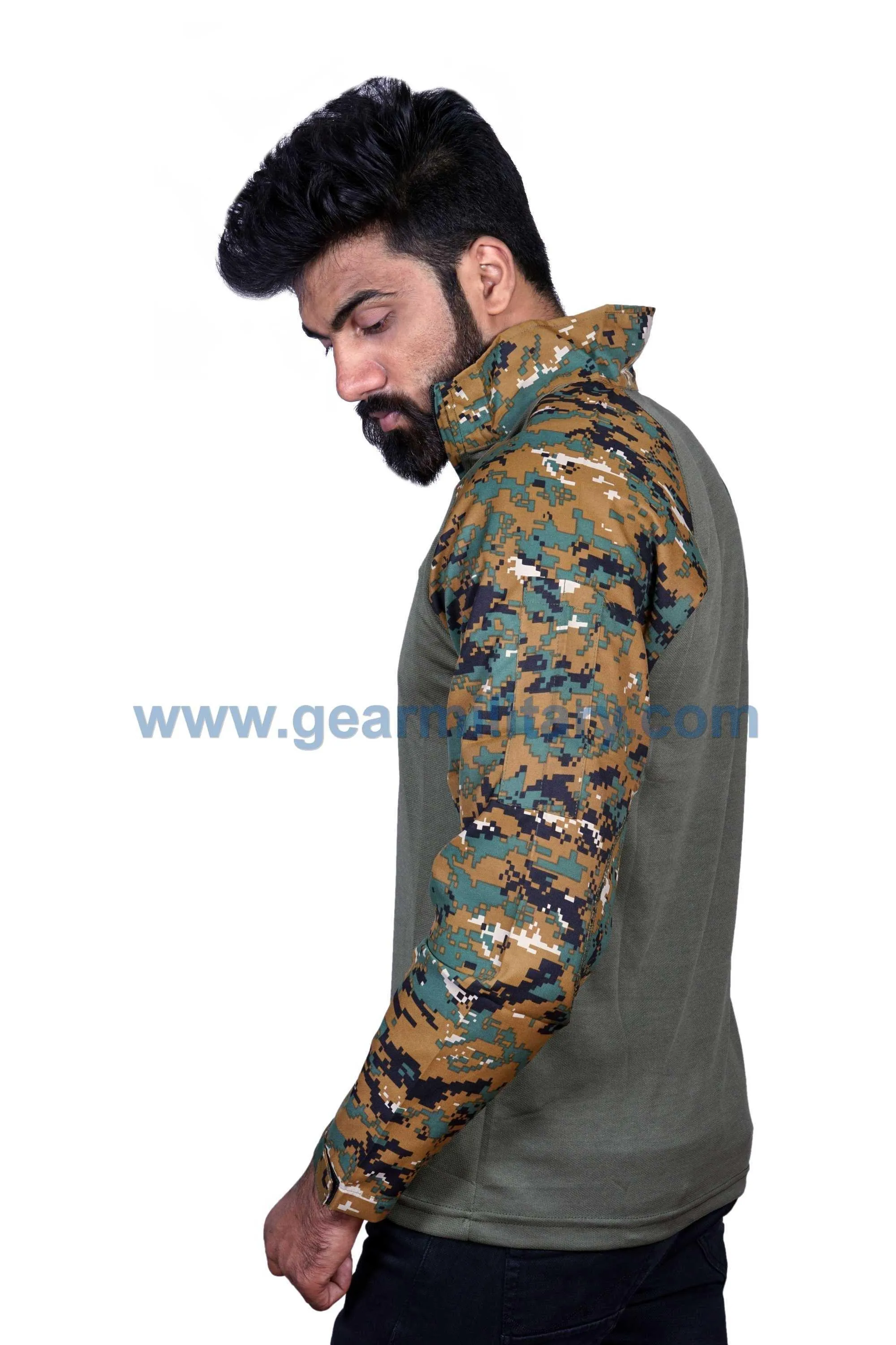 URI Digital and Olive Green Full Sleeves T Shirt