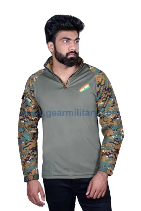 URI Digital and Olive Green Full Sleeves T Shirt