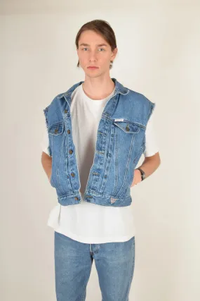 Vintage 90s Guess Design Georges Marciano Denim Jeans Gilet Vest Made in Canada