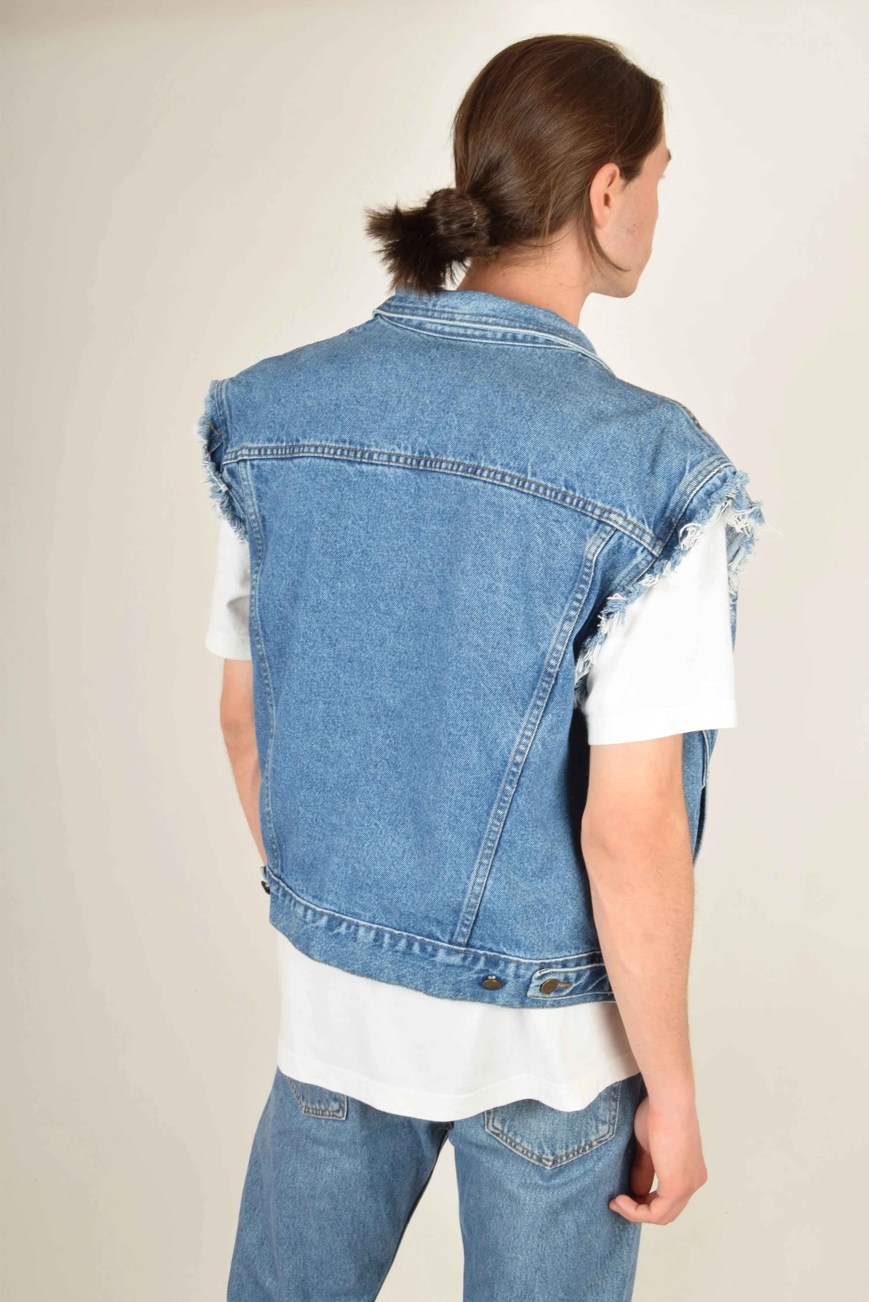 Vintage 90s Guess Design Georges Marciano Denim Jeans Gilet Vest Made in Canada